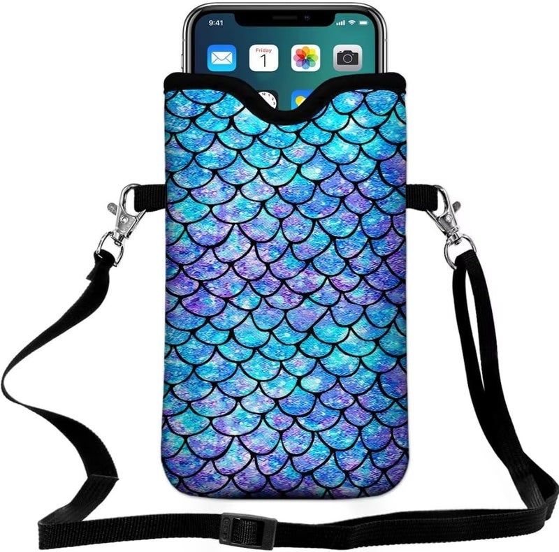 FREZORA Cell Phone Sleeves Bag Case Crossbody Neoprene Holder Lanyard Phone Pouch for Women Men 7.5 X 4.5 Inches - Scale - Image 1